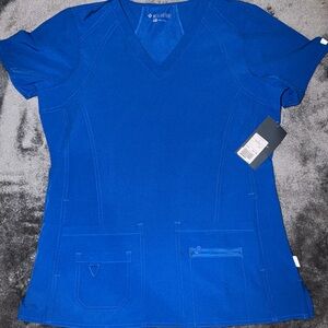 Med Couture Women's Royal Blue V-Neck Short Sleeve Scrub Top